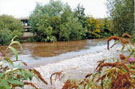 River Don in flood at, Walk Mill Weir, Five Weirs Walk, Effingham Street