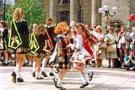 View: t04658 Irish Dancers outside the City Hall, Barkers Pool during the World Student Games Cultural Festival 