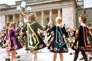 View: t04661 Irish Dancers outside the City Hall, Barkers Pool during the World Student Games Cultural Festival 