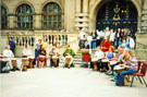 Mundi Drummers performing during the Chance to Dance Festival outside the Town Hall, Pinstone Street with Lord Mayor, Diane Leek behind right