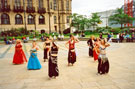 Zubaidah performing in the Peace Gardens during the Chance to Dance Festival 