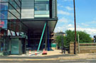 Entrance to the Five Weirs Walk from  Blonk Street with North Bank Offices left and Blonk Bridge right