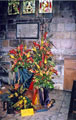 Steel and  the Cutlers Company, Golden Jubilee Celebration Floral Art by Sheffield Floral Club, under the memorial window to Samuel Roberts J.P. of Queens Tower, 1st Window, South Aisle, Cathedral Church of SS. Peter and Paul