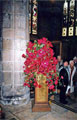 Golden Jubilee Celebration Floral Art by Sheffield Floral Club on the WWI War Memorial, Cathedral Church of SS. Peter and  Paul