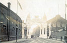 View: t04964 Decorative arch sponsored by Vickers Sons and Maxim welcoming King Edward VII and Queen Alexandra, Brightside Lane