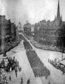 View: u01658 Elevated view of Town Hall Square and Fargate during the royal visit of King George V and Queen Mary