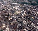 Aerial view of City Centre, roads in foreground include (left-right) Division Street (leading to Barkers Pool and Fargate), Wellington Street, Charter Row and The Moor, roads in centre include Pinstone Street and Arundel Gate