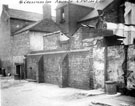 Rear of Cricketers Inn, No 37, Arley Street (formerly Cross George Street), from yard on Denby Street. Also showing rear of Court No. 1, right