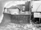 Rear of Cricketers Inn, No 37, Arley Street (formerly Cross George Street), from Court No. 1. Demolition of back to back houses fronting Sheldon Street, right