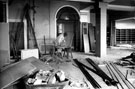 View: u02988 Plasterer at work, Hillsborough Branch Library, Middlewood Road, Hillsborough Park, showing new floors, wireing, etc. Formerly Hillsborough Hall