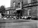 View: u03011 Exterior of Hillsborough Library, Middlewood Road, Hillsborough Park, showing prams outside the entrance. Formerly Hillsborough Hall and built in the 18th century.