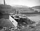 Excavations on Meadowhall Road looking towards Blackburn Road showing Woodburn Junction to Aldham Junction Line and Meadow Hall Works (left)