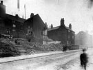 View: u03700 Pond Street after the demolition of No. 102. Steps leading to Court 16 on left