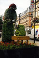 Floral sculpture of Mary the Buffer Girl outside the Town Hall, Pinstone Street