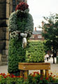 Floral sculpture of Mary the Buffer Girl outside the Town Hall, Pinstone Street