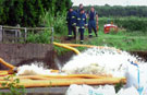 Water being pumped out of Ulley Reservoir to prevent the wall collapsing after heavy rainfall