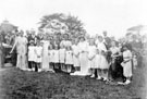 Unidentied group, possibly May Day festival, either from Oak Street Methodist Church or St Andrew's Methodist Church, Anns Road, Heeley