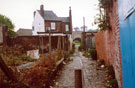 Burnt Tree Lane, looking towards the back of the Meadow Street Hotel