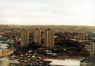 Elevated view of Safeway Supermarket, International Pentecostal City Mission Church and Safeway's Car Park opening onto Napier Street showing Landsdowne Flats  