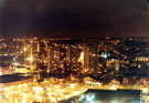 Elevated nightime view of Safeway Supermarket, International Pentecostal City Mission Church and Safeway's Car Park opening onto Napier Street showing Landsdowne Flats  