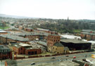 Elevated view of the former S.H.Ward and Co. Ltd., Sheaf Brewery, Ecclesall Road awaiting coversion into flats looking towards the junction of Summerfield Street and Cemetery Road with the General Cemetery C of E Mortuary Chapel visible in t