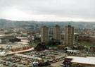 Elevated view of Safeway Supermarket, International Pentecostal City Mission Church and Safeway's Car Park opening onto Napier Street showing Landsdowne Flats  