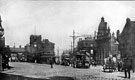 Tram No. 198 in Fitzalan Square with The Bell Hotel and Wonderland Cinema in the background