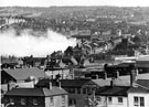 Elevated view property includes Herbert M. Slater Ltd., Venture Works, pocket knife manufacturer, No. 105, Arundel Street looking towards Edmund Road Drill Hall (castlelated roof)