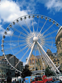 The Sheffield Wheel, Fargate with the entrance to Orchard Square in the background and Yorkshire House; Fountain Precinct, Leopold Street (left)