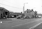 View: u06332 Nos. 400, National Tyre Service - 380, former Washford Arms public house, Attercliffe Road  looking towards Washford Bridge with College of Technology formerly Salmon Pastures School in the background