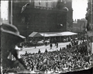 View: u06349 Elevated view of royal visit of King George V and Queen Mary outside the Town Hall, Pinstone Street