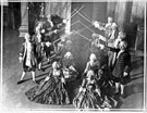 Miss Florrie Barker of Norton ( on the right 2nd down) and other performers in costume for an Amateur Dramatic performance