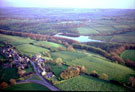 Aerial view of Pratthall looking towards Upper Linacre Reservoir from a hot air balloon