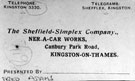 Billhead from Sheffield Simplex Company, Ner-A-Car Works, Kingston on Thames