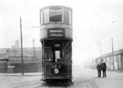 Tram No. 188 in front of Queens Road Depot, Charlotte Road, left, W.H. Blake and Co. Ltd., Structural Engineers in background