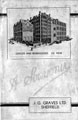 Front cover from a souvenir booklet by J.G. Graves Ltd., mail order suppliers, showing Westville offices and warehouses, south east view, Durham Road/Glossop Lane