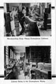 Page from a souvenir booklet by J.G. Graves Ltd., wireless manufacturers, most probably Hallamgate Works, Crookes Road, showing Woodworking Shop and Cabinet fitting in the Gramophone Works