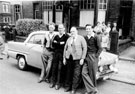 Family group outside No 6 Beeton Road, Meersbrook