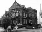 Highfield Library, junction of London Road and St. Barnabas Road. Brunswick Trinity Methodist Church in background