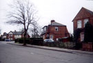 No. 49 (extreme right) Nos.  39 and 41 (centre originally Model Cottage Exhib. Nos. 32 and 33), Primrose Avenue looking towards No. 152-156 Foxglove Road, Flower Estate, High Wincobank