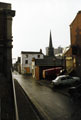 Rear of Dickens public house, Carver Lane looking towards Backfields and the junction with Division Street, the spire of St Matthews Church, Carver Street is in the background