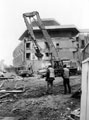 Concrete Nibbler demolishing the Town Hall Extension (known as the Egg Box (Eggbox))