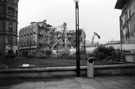 Concrete Nibbler demolishing the Town Hall Extension (known as the Egg Box (Eggbox)) from the Peace Gardens