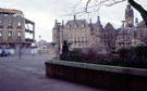 Looking towards the Town Hall, with the demolition of the Town Hall Extension (known as the Egg Box (Eggbox)) taking place on the left