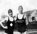 Bernard Revitt (who was a member of Sheffield Spartans Swimming Club) on the right, pictured at Millhouses Swimming Pool