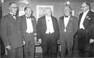 View: v03351 Mess Dinner, R.A.F. Norton mid 1950's with the Master Cutler centre; Flt. Lt. Gibb left and Ken A Mummery 2nd right