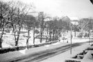 Snow on Ecclesall Road South with All Saints Church in the background (between 1946-1954)