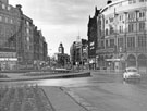 The Goodwin Fountain, Town Hall Square looking towards Fargate with The Yorkshire Bank right