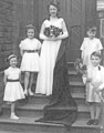 May Queen Pat Fowler and attendants taken on the steps of the 'ladies room' at Montgomery Methodist Chapel, corner of Oakdale Road/Union Road