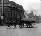 Jubilee Monolith, Town Hall Square, looking towards Leopold Street. Premises of Johnson and Appleyards Ltd., cabinet makers, left